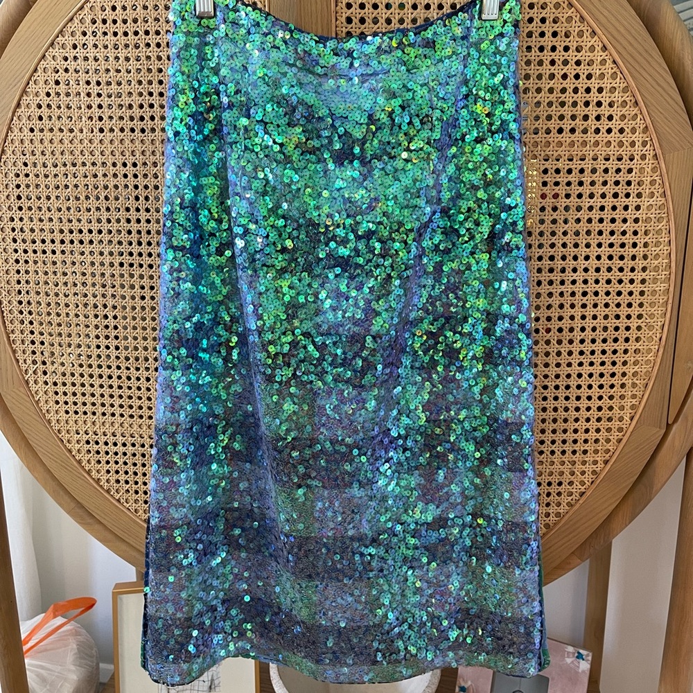 Anthropologie Sequin Pencil Midi Skirt
